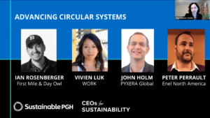 Slide of Tapping Opportunities in the Circular Economy webinar introducing panelists