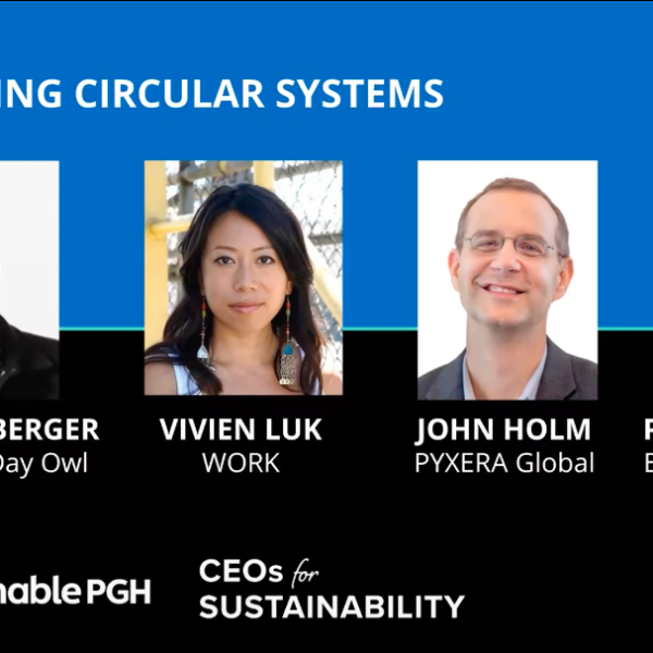 Slide of Tapping Opportunities in the Circular Economy webinar introducing panelists