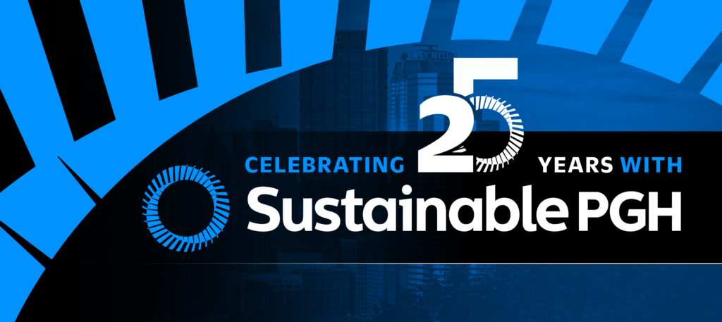 Promotional graphic "Celebrating 25 years with Sustainable PGH"